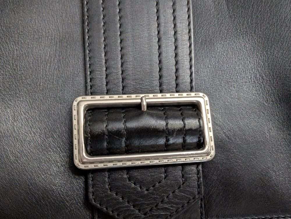Genuine Vintage BURBERRY Black Leather Shoulder Bag Purse - Picture 10 of 10